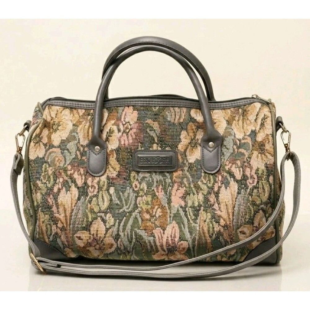 Vintage Style PROTOCOL Floral Tapestry Handbag Satchel Top Handle Crossbody Bag